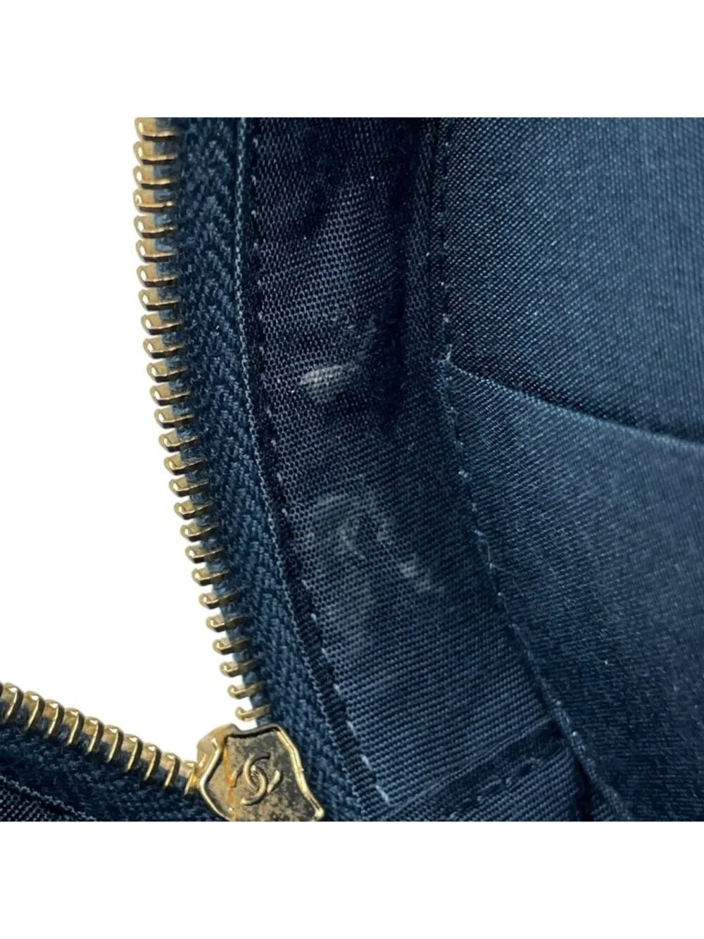 Chanel CC Logo Chain Shoulder Bag Quilted Round Leather Blue